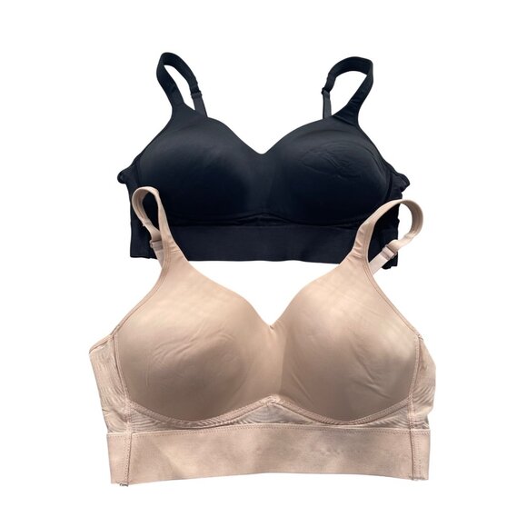 Rhonda Shear 2 Pack Molded Cup Bra with Wrap Back Size Large White Beige 658.6 - Picture 2 of 10